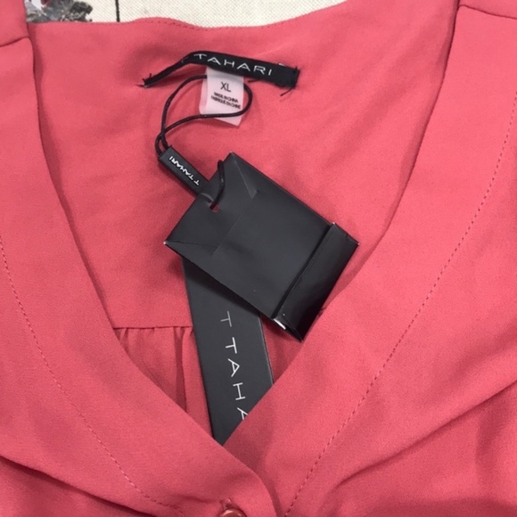 T Tahari Feminine Button Front Long Sleeve Blouse - Picture 4 of 7